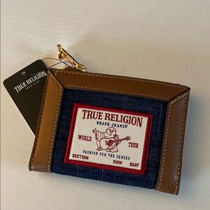True Religion Brown and Blue Key Card Holder Accessory